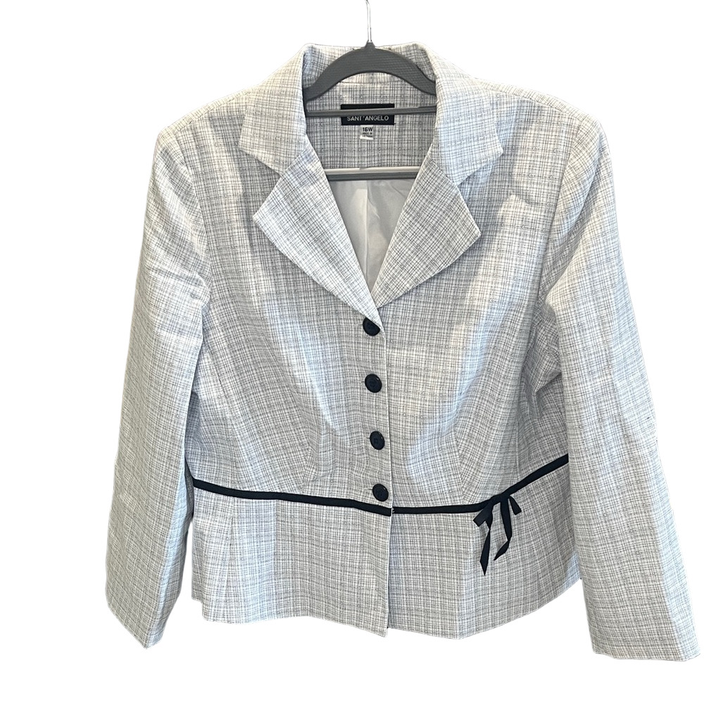 NWOT Giorgio Sant’ Angelo Vintage White Checkered Blazer with Black Accents